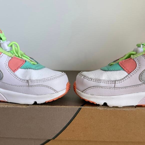 Nike Airmax 90 Toggle White/Crimson Bliss Toddler Sneakers - SZ 8 C - Picture 11 of 16